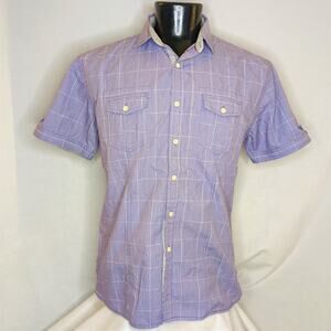 Hilfider Shirt Men's XXL Blue Check Button Up Long Sleeve Casual